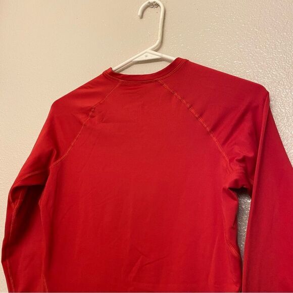 Nike Therma fleece lined Red Long Sleeve mock neck Shirt Running thumb holes M - Picture 3 of 11